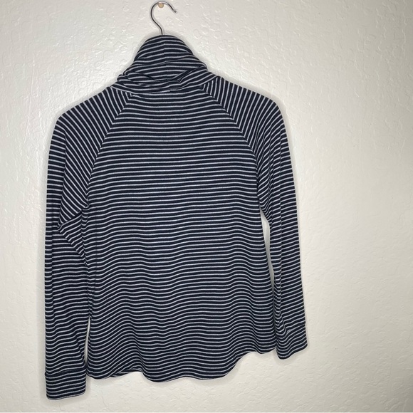 Superdry Paris Women’s Size S Cowl Neck Striped Sweater Draw String Navy Gray - Picture 6 of 7